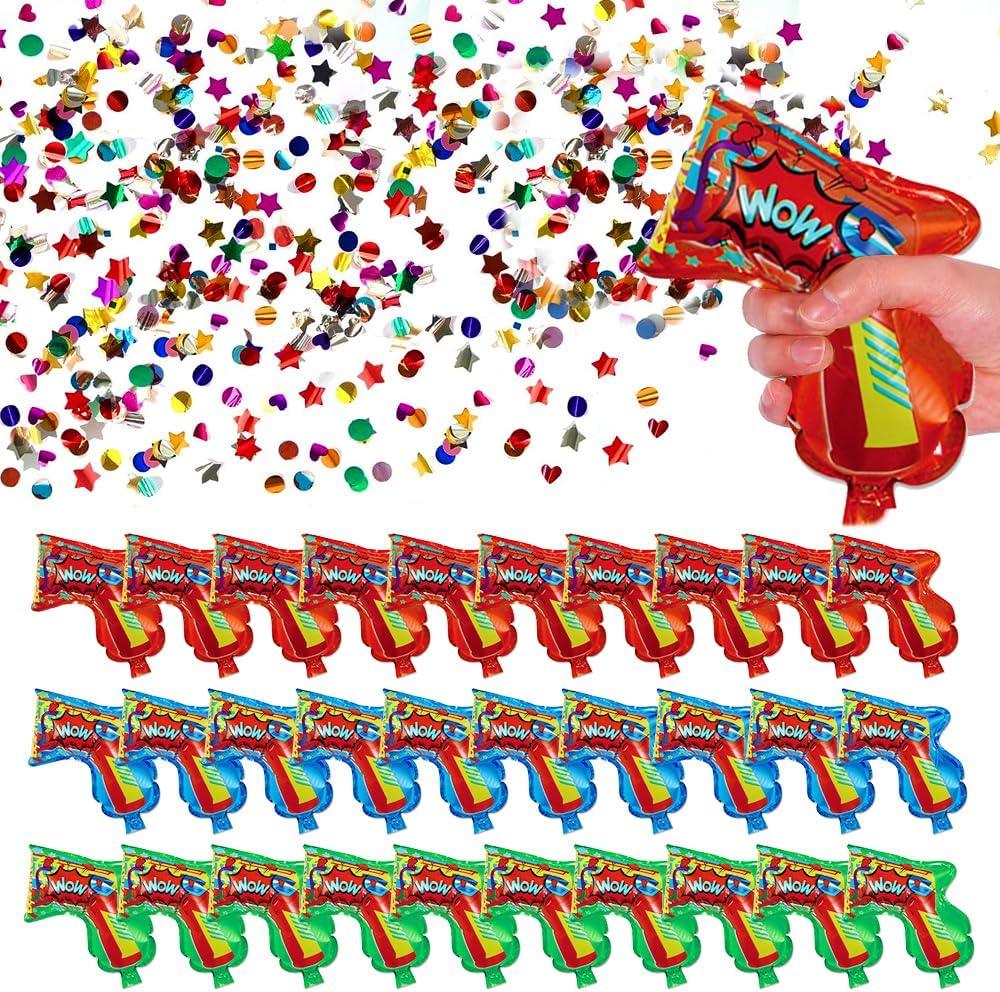 Lot de 16 canons à confettis d'anniversaire en papier pailleté - Bombe à confettis biodégradables Lot de 16 canons à confettis d'anniversaire en papier pailleté - Bombe à confettis biodégradables