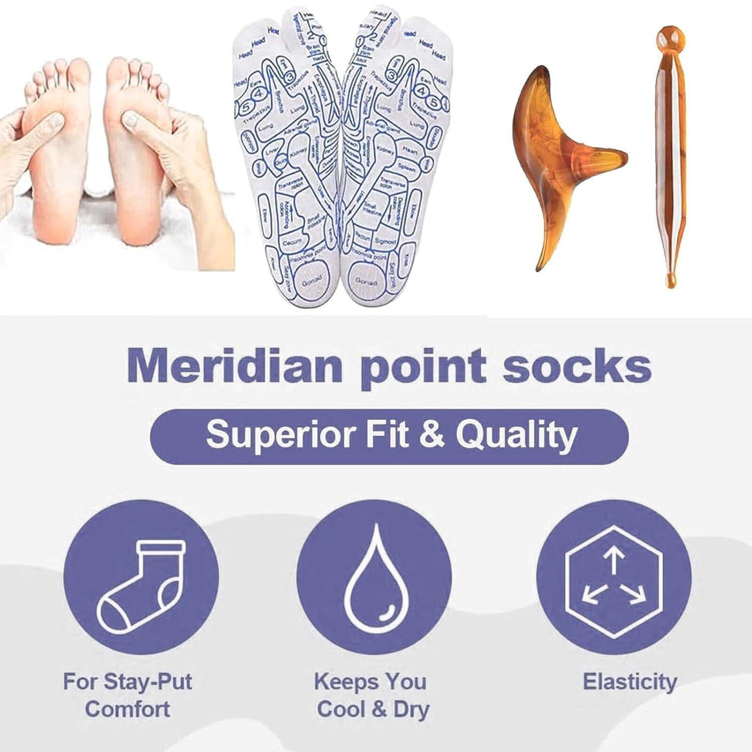 BHARAT EXPORTS Acupressure Socks Set, Reflexology Massage Socks with Tools, Foot Pain Relief Remedy 3