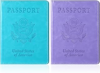 2 Pack Passport Holder for Travel, Waterproof Passport Wallet Case Travel Must Haves Accessories Passport Book Holders Travels Essentials for Women and Men