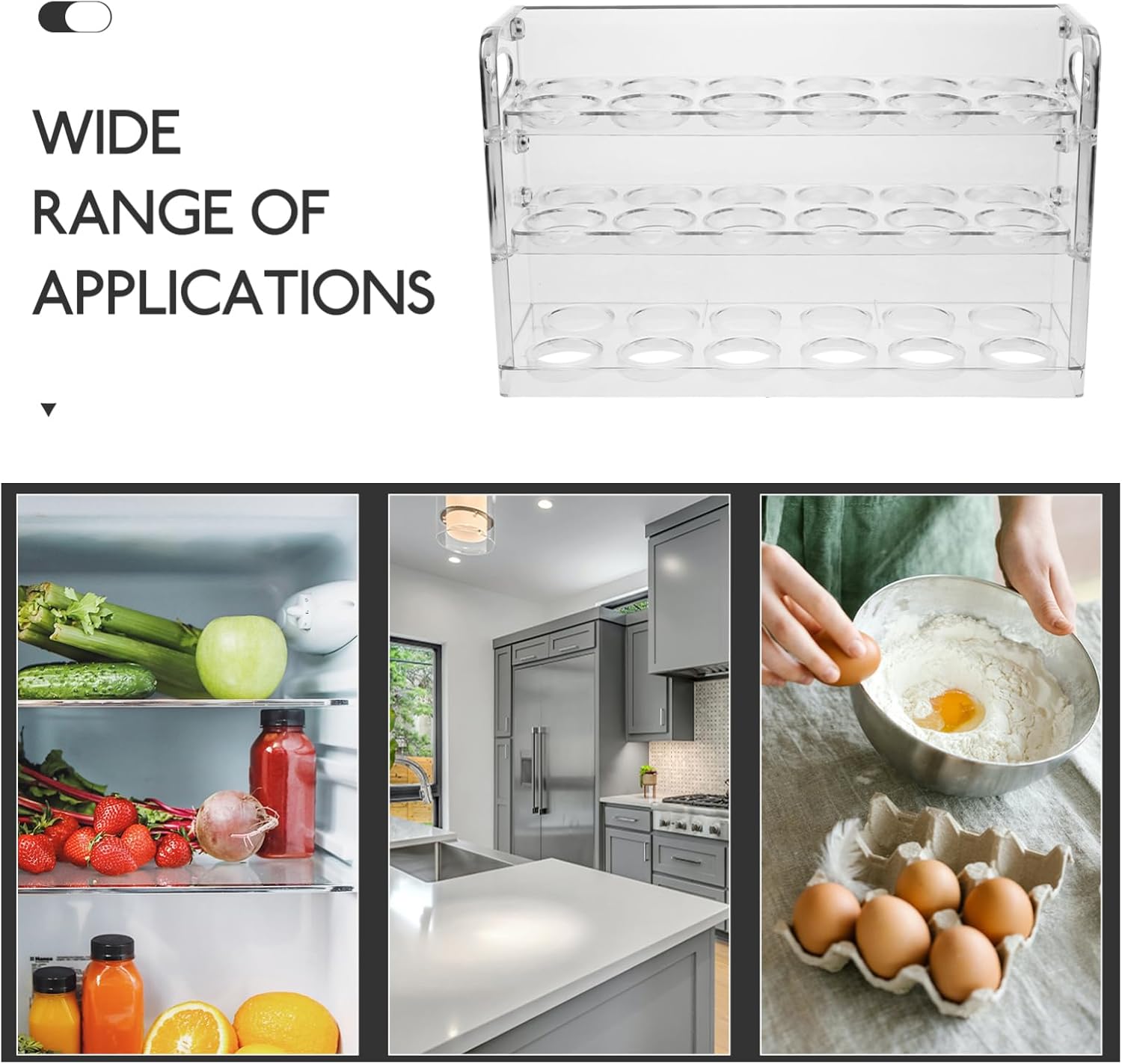 Alipis Refrigerator Egg Storage Box Transparent Multi Egg Organizer for Household Use Capacity Holder with Stable Bottom for Kitchens and Restaurants