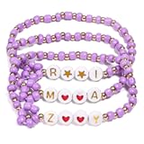 AICase for Kpop Merch Cosplay Inspired Bracelets Outfit Costume 3 Pcs Stackable Stretch Friendship Flower Beaded Bracelets for k pop Merchandise Jewelry Gifts for Fans Women Christmas_Purple