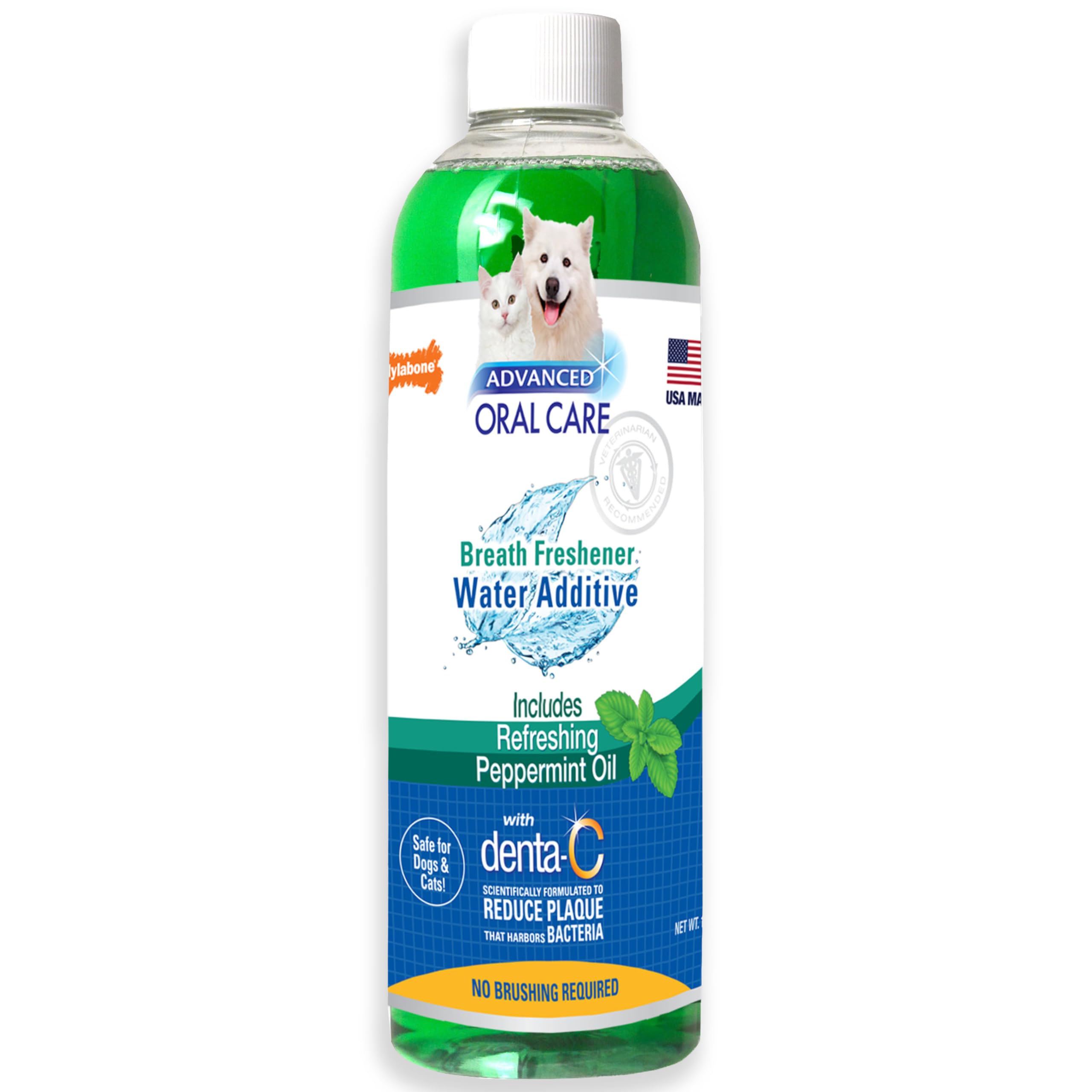 Nylabone Advanced Oral Care Pet Dental Water Additive, Liquid Tartar Remover & Breath Freshener for Dogs, Dog Teeth-Cleaning, Peppermint Flavor, 16 oz.