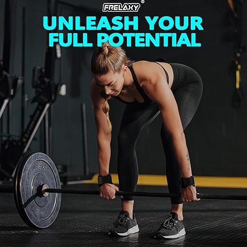 Miniatura 7 de Frelaxy Correas de muñeca de levantamiento de pesas para mujeres y hombres, agarres de levantamiento de pesas con bucle de muñeca, cuero de doble