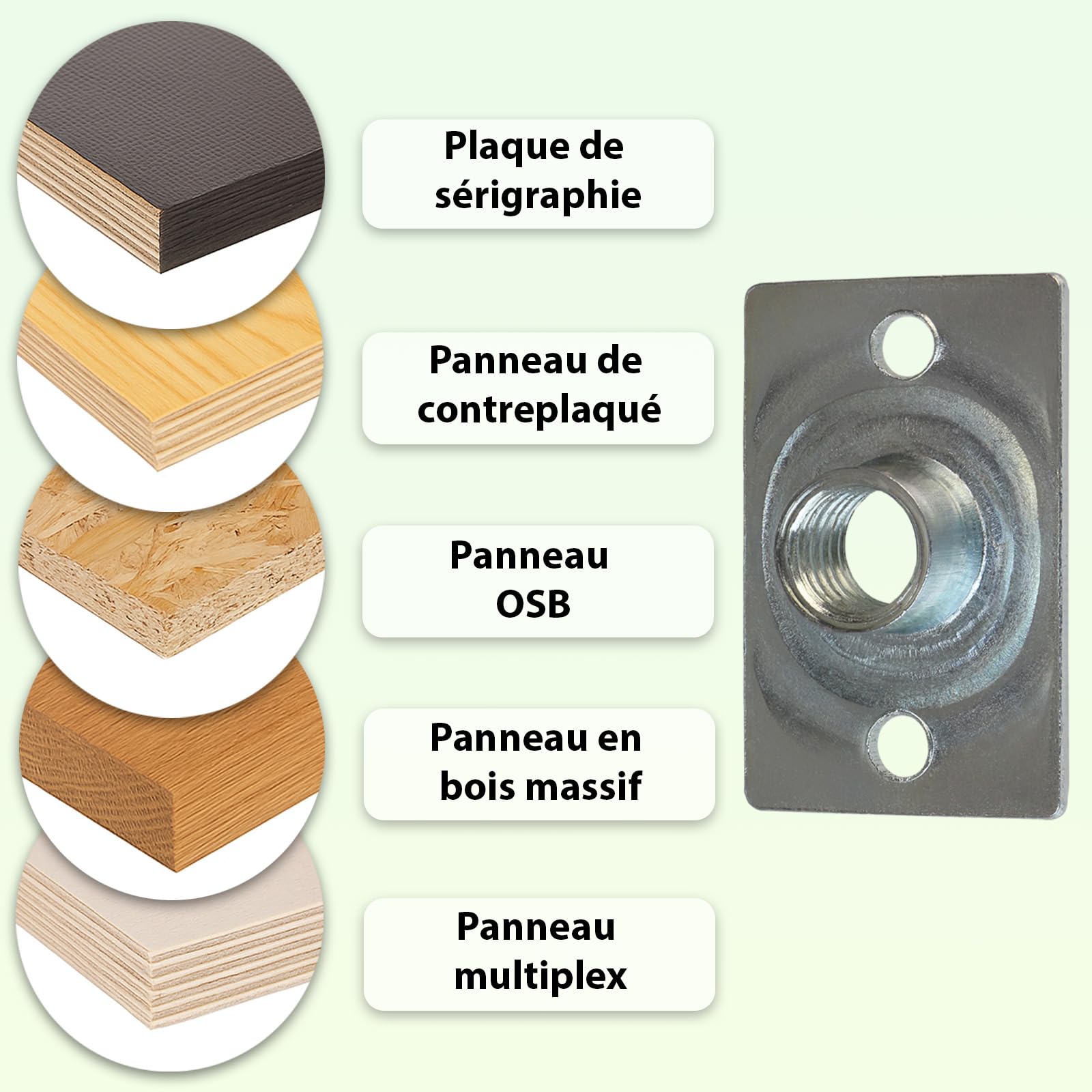 ALPIDEX 100 écrous à insérer spécial M10 DIN EN 12572-2-2017 zingué 'PROFESSIONAL' fixation avec vis à tête plate