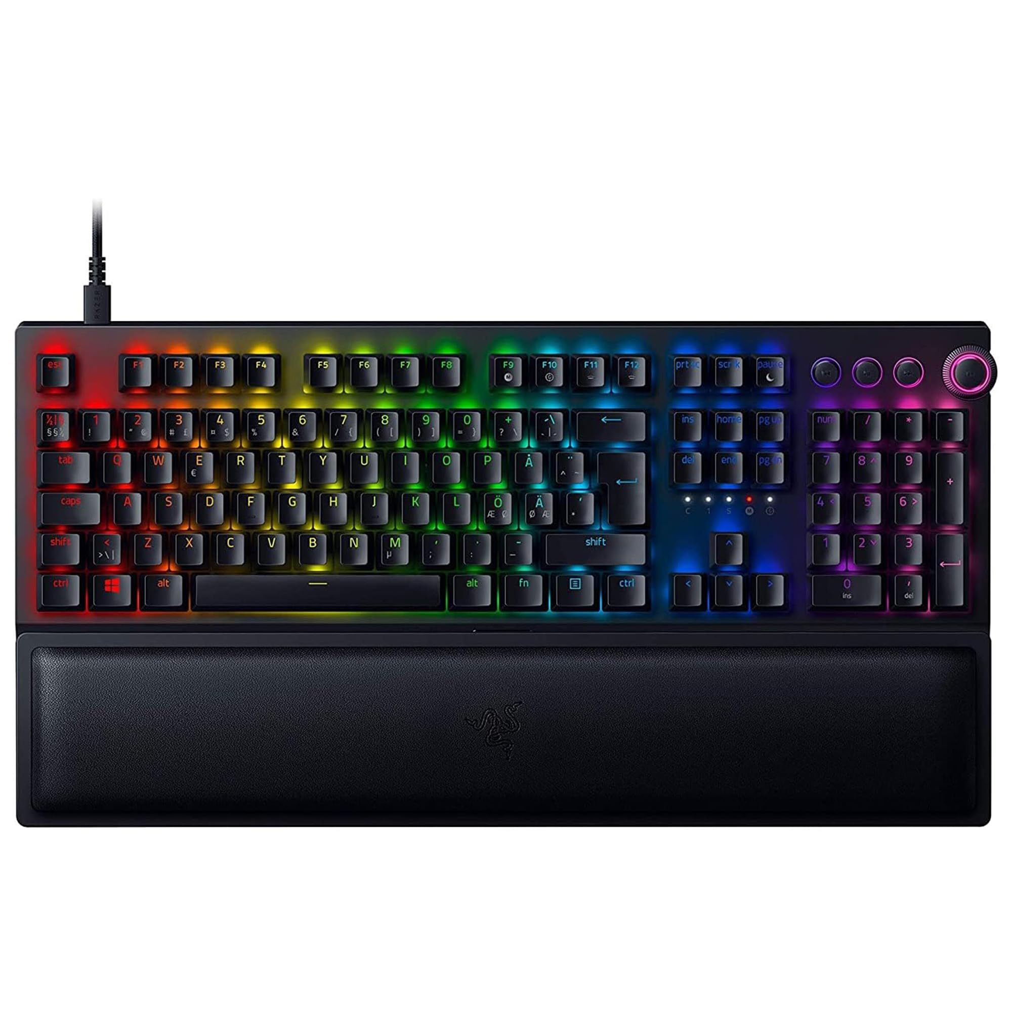 Razer BlackWidow V3 Pro (Yellow Switch) – Trådlöst mekaniskt speltangentbord i Full höjd med Chroma RGB (2,4 GHz, Bluetooth Eller USB-C, Handledsstöd i mjukt konstläder) Svart | Nordic Layout