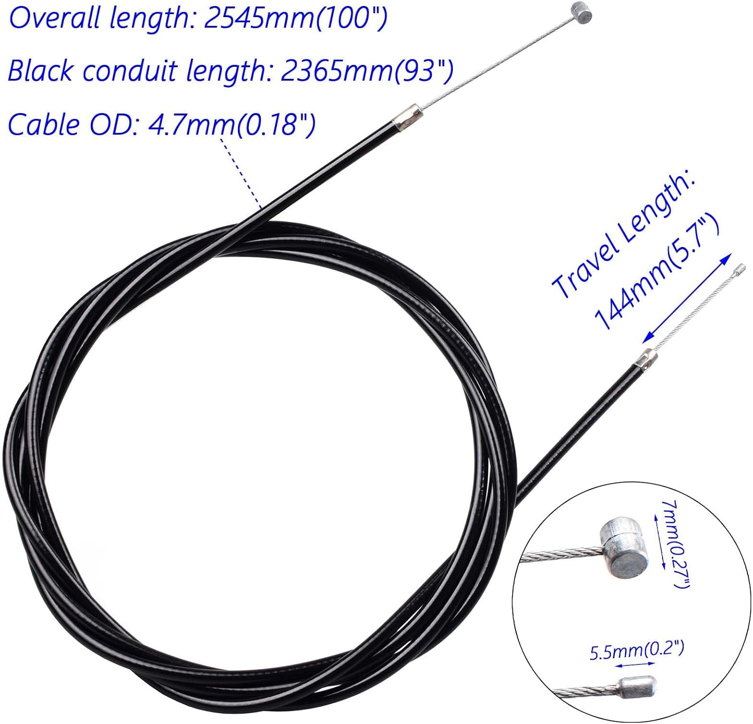100" Universal Throttle Cable for 269 Rotary Go Kart Cart Mini Bike Minibike 100" Throttle Cable for 196cc 5.5hp MB200 200cc 6.5hp Pit Bike