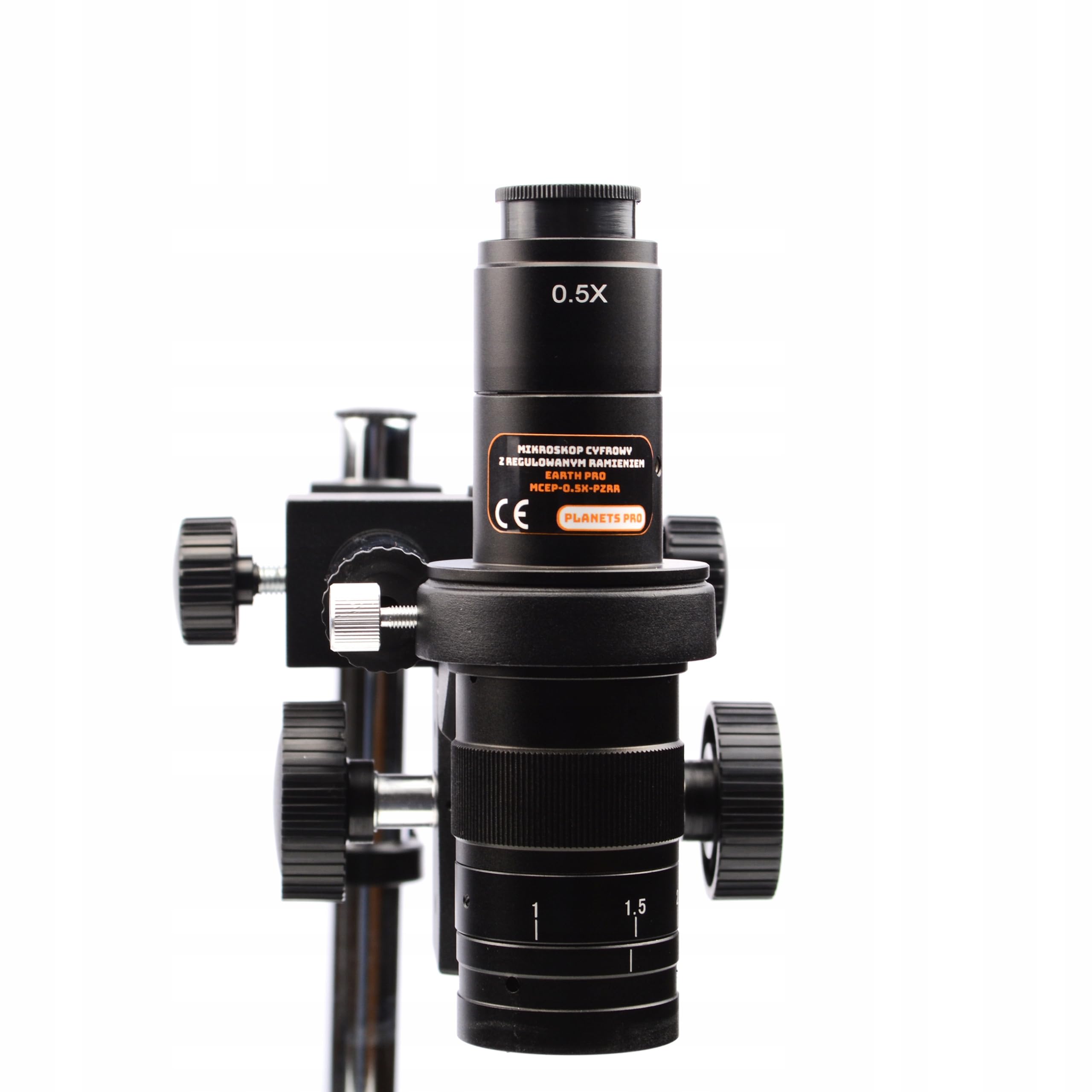 Rosfix Zestaw Earth Pro MCEP-0.5X-PZRR – cyfrowy mikroskop stereo z zoomem 7-45x i mocowaniem C | światło pierścieniowe LED 56x i kamera HDMI/USB | do elektroniki, laboratorium, przemysłu, biologii