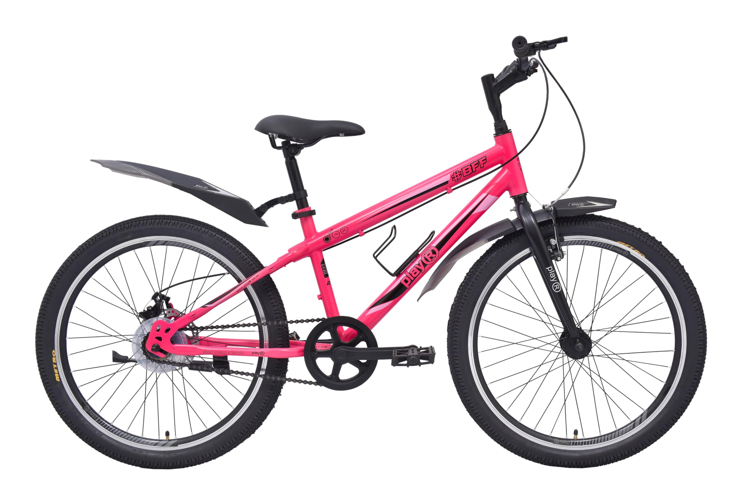 playR BFF Cycle 24 Inch Fat Tyre 7 Speed Front Wheel Shock Abs Front and Rear Disc Brake, Fluorescent Pink Mountain Bike for Durable City & Outdoor Cycle for Men & Women-image-21