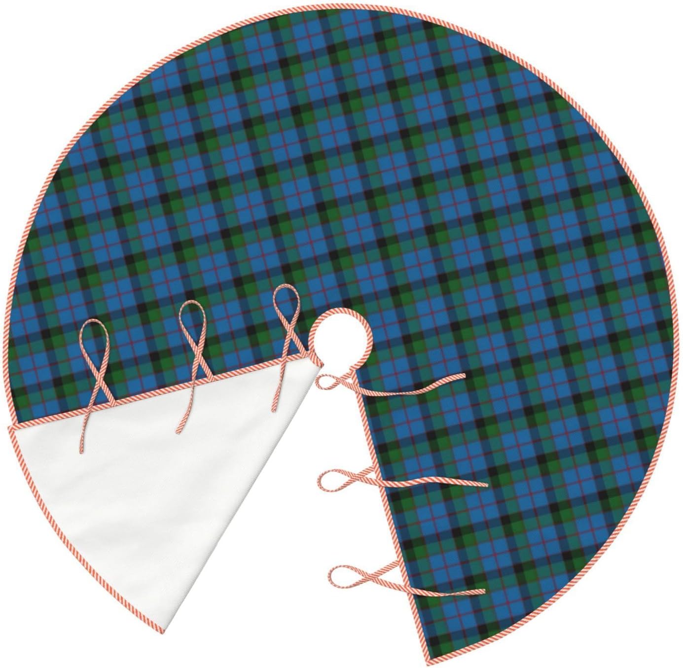 Christmas Tree Skirt 48" Clan MacWilliam Tartan Linen Xmas Tree Skirt for Holiday Party Christmas Tree Mat Decorations Indoor Outdoor