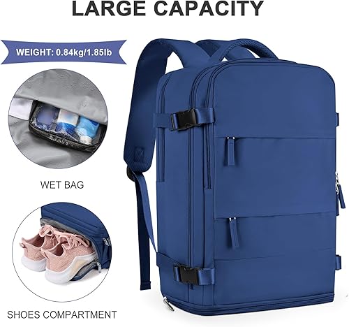 Miniatura 378 de coowoz Mochila de viaje grande para mujeres y hombres,Mochila de transporte,Mochila de senderismo impermeable para deportes al aire libre, Azul, 45