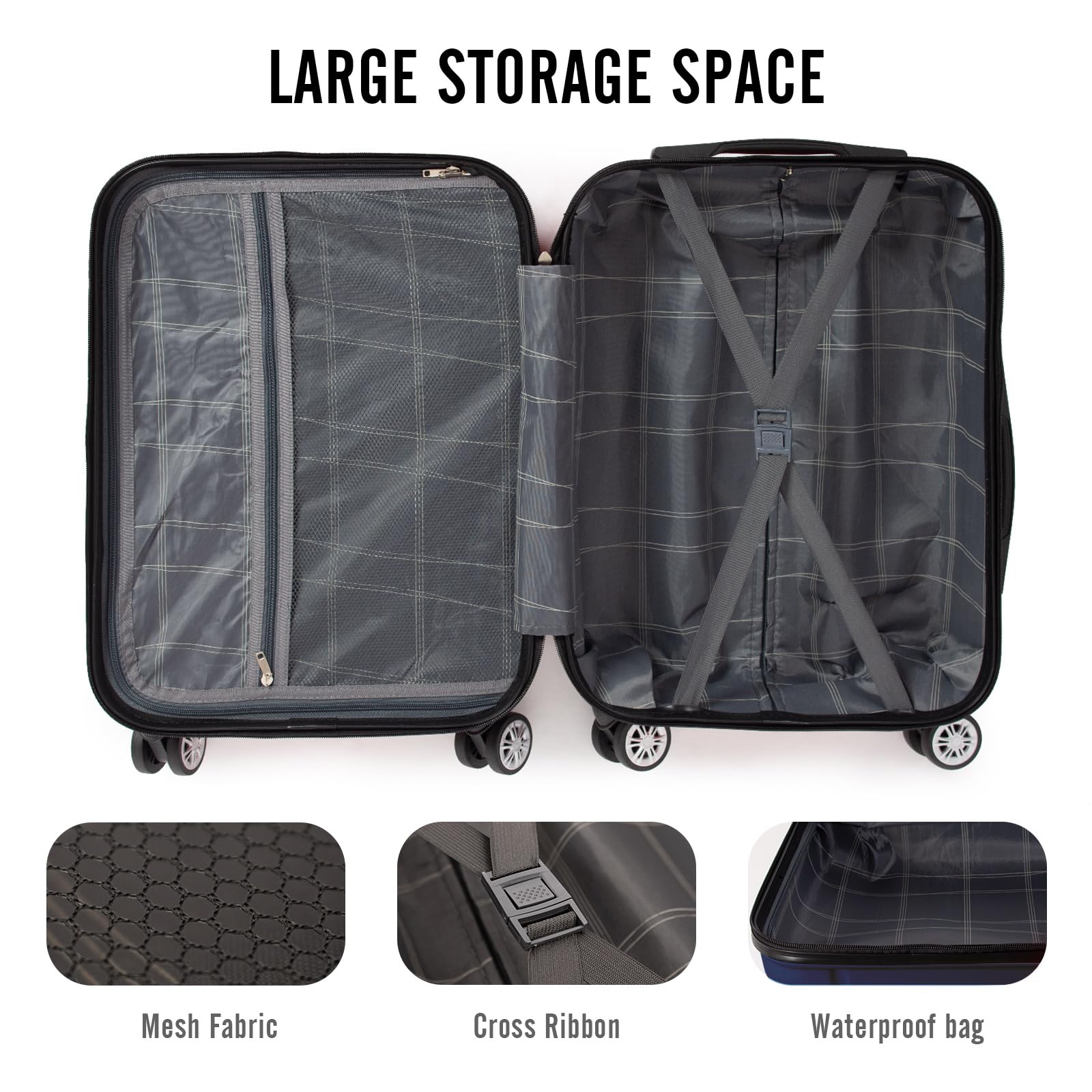 Todeco Valise de Voyage, Rigide e Légère ABS Valise de Voyage à roulettes Valises