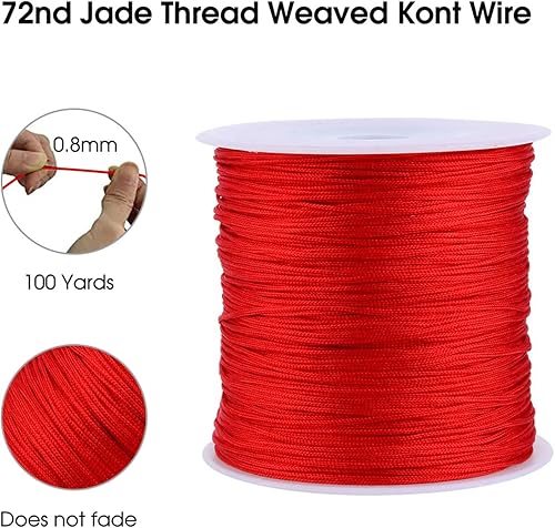 Miniatura 8 de Yosoo Health Gear Joyería de nylon roja que hace el cordón, 100M x 2.6 ft m