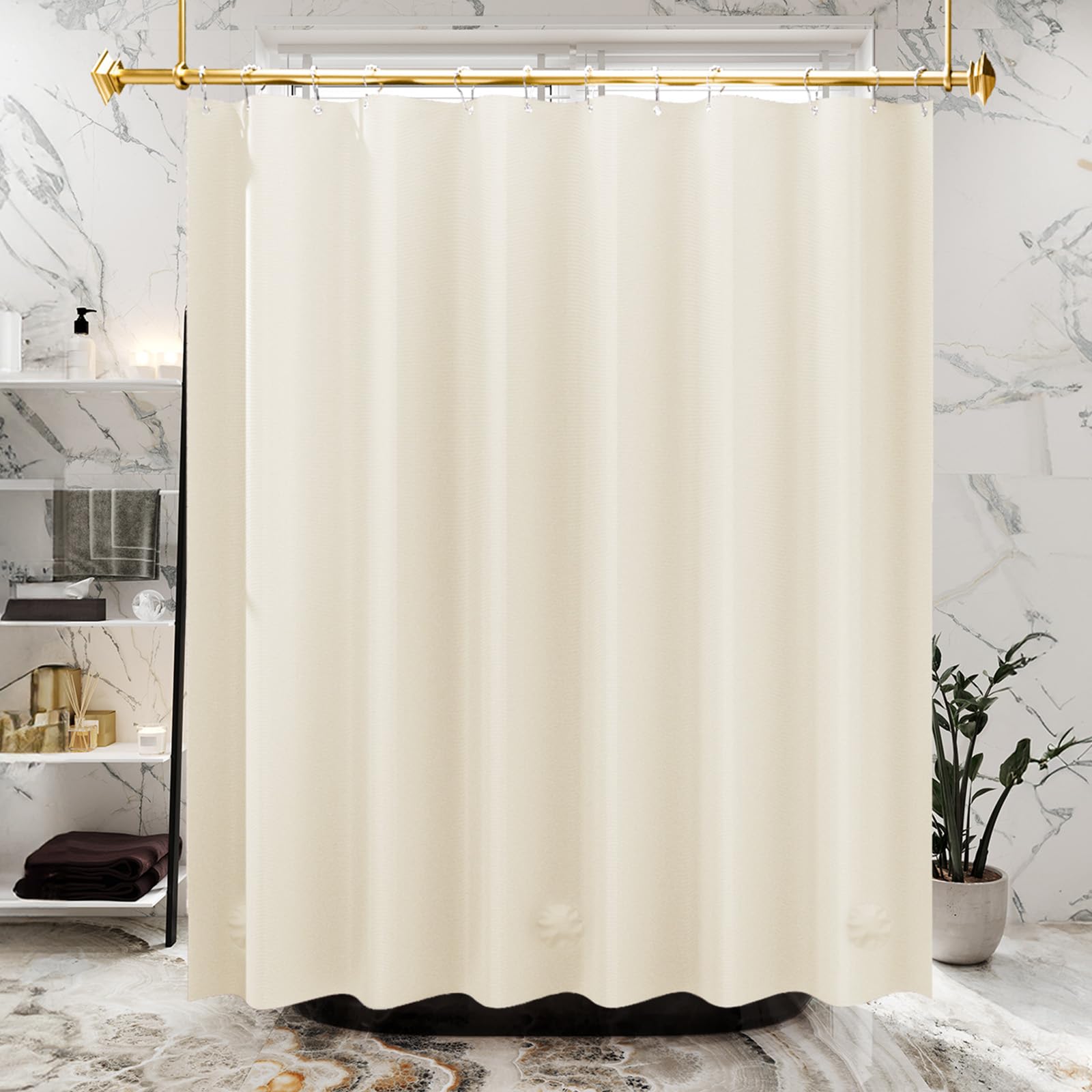 AmazerBath - Cortina de ducha de plástico EVA de calibre 8, con pesos transparentes muy resistentes y ojales de metal - Cortinas de baño gruesas e impermeables