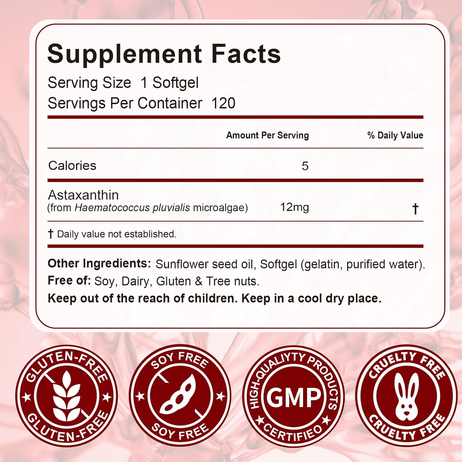 2 Pack Astaxanthin 12mg,Premium Astaxanthin Antioxidant Supplements with Antioxidant Activity, Supports Eye, Immune, Joint, Skin Health, Internal Circulation - Image 8