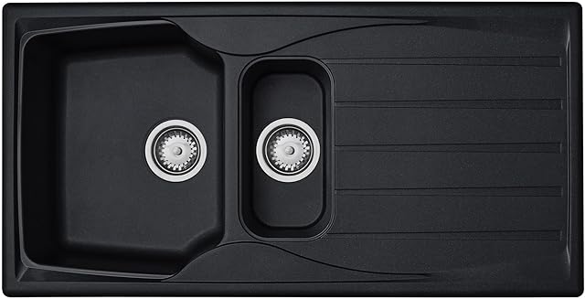 Astracast S15BL 1.5 Bowl Reversible Black Kitchen Sink and Waste Kit