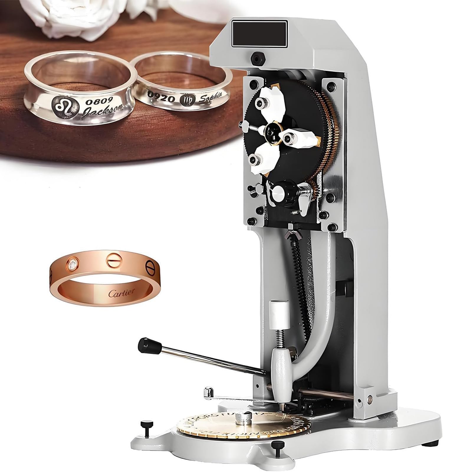 Joyfitness Ring Engraver, Inner Ring Engraving Machine With Double Sided Alphabet Number Dial, 2 Fonts Design, 1.5mm-2.0mm Character Letter Block, For Personalised Jewellery Inner Wall Carving