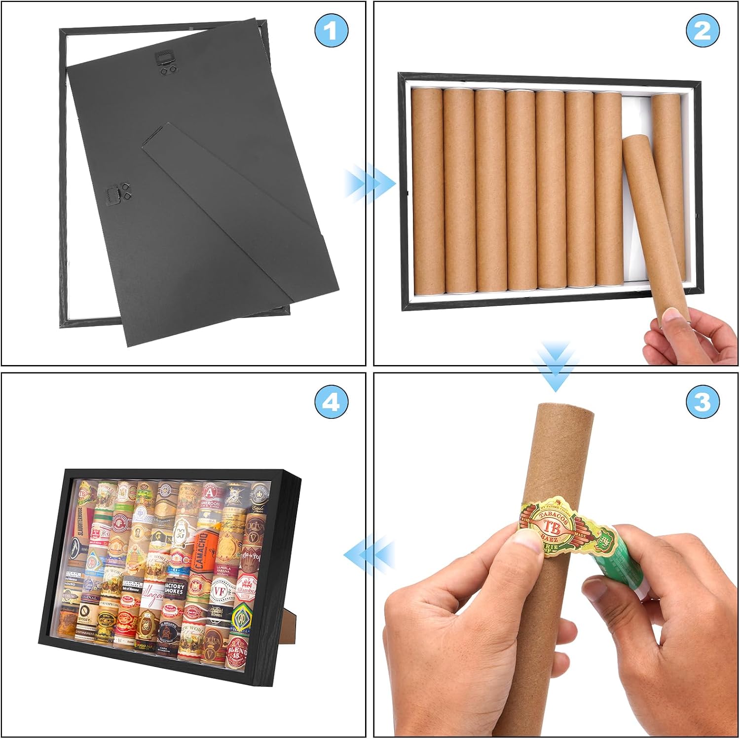 Premium Shadow Box Frame for Collectible Bands & Label Rings – 12.4" Cigar Band Display Case – Sophisticated Memory Wall Art & Tabletop Decor Gift for Men, Dad, Enthusiasts