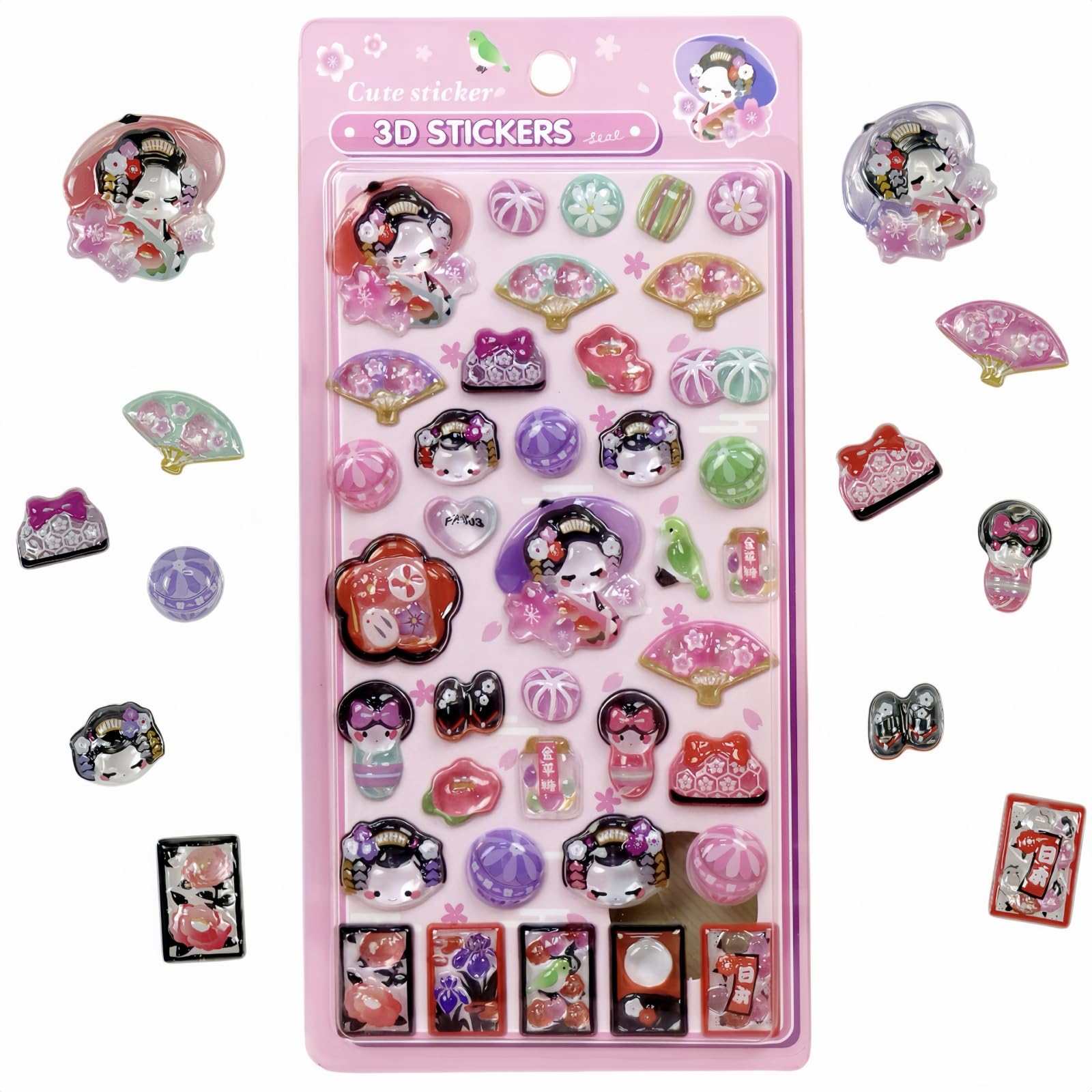 XINYUELI Bondrop Sticker, Solid, 3D Sticker, Girls’ Reward, Sparkling, Cute, Squishy Sticker, For Diary Water Bottles, Mobile Phone Decoration, Craft Supplies, Children, Perfect Gift (Maiko) : Office 