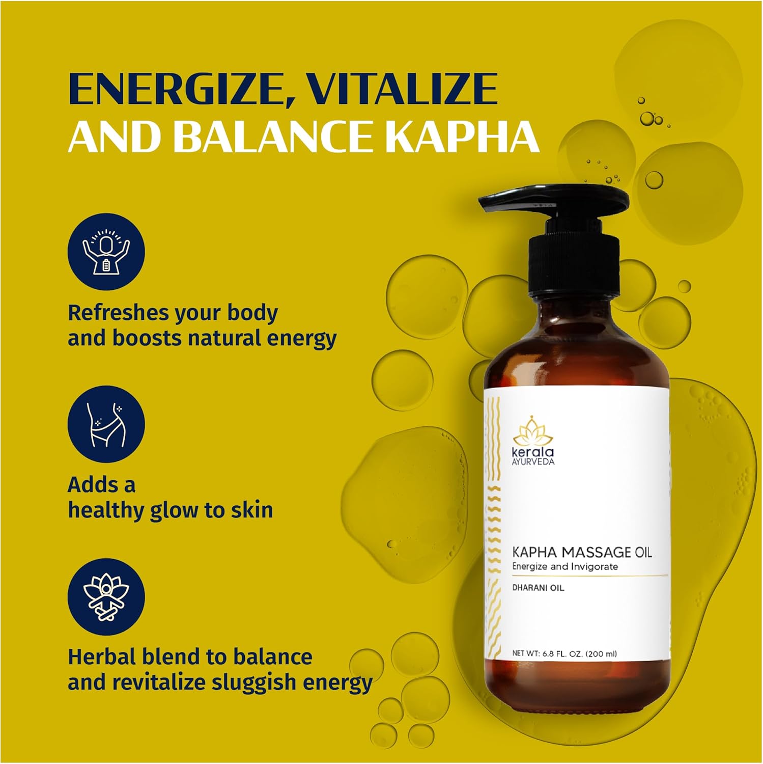 Kerala Ayurveda Nourishing Herbal Body Massage Oil | Tamarind Leaf and Ginger extracts Rich | Revitalizing Oil | Ideal for Balancing Kapha Dosha | Kapha Massage (Dharani) Oil - 6.8 Fl Oz - Image 5