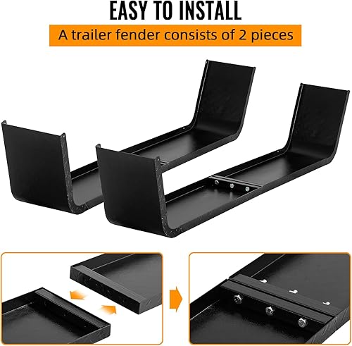 Miniatura 4 de Guardabarros de remolque de eje tándem, placa de rodadura de diamante de calibre 14, guardabarros de remolque de 10 x 72 x 13 pulgadas, 2
