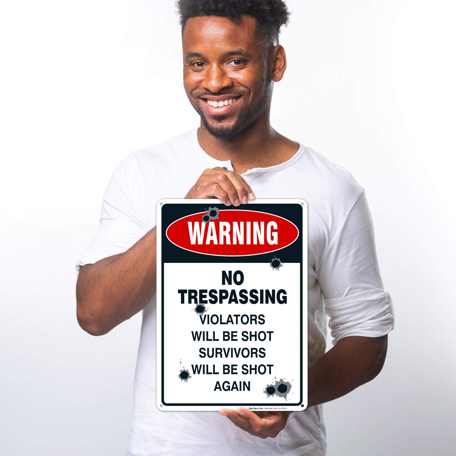 Advertencia no trespassing violadores Will Be Shot sobrevivientes WILL BE SHOT AGAIN cartel, .40 aluminio, 14 "de alto x 10 de ancho"
