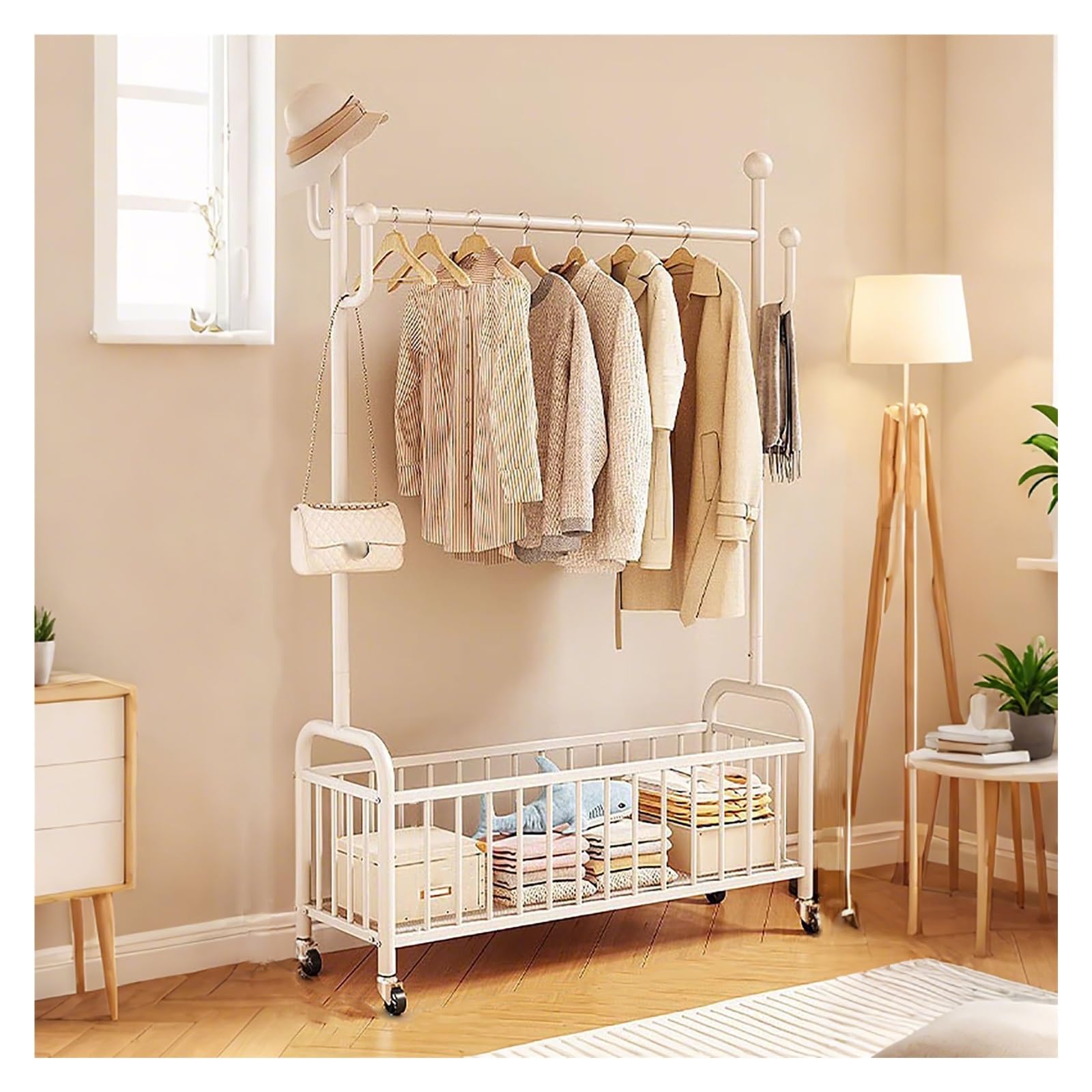 Portant à vêtements polyvalent robuste avec étagères métalliques pour charge lourde 100x170cm