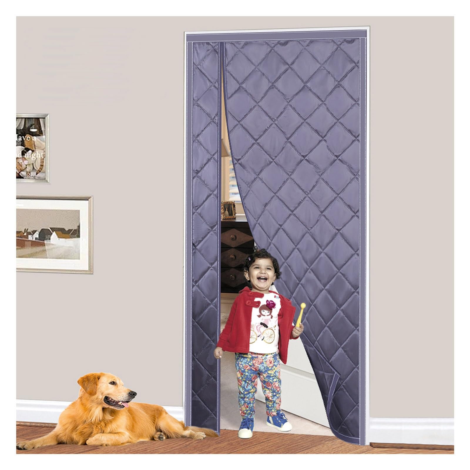 Rideau thermique magnétique isolant phonique porte entrée anti froid 120x205