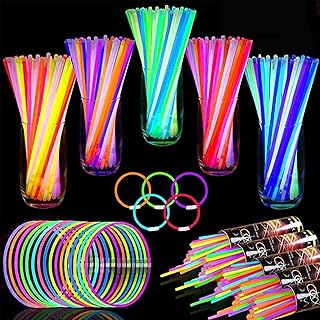 TURNMEON 500 Pack Glow Sticks Bulk Halloween Party Favors Glow In The Dark Party Supplies Glow Stick Necklaces Bracelets with Connectors 8" Glowstick Light Up Halloween Toy Party Pack