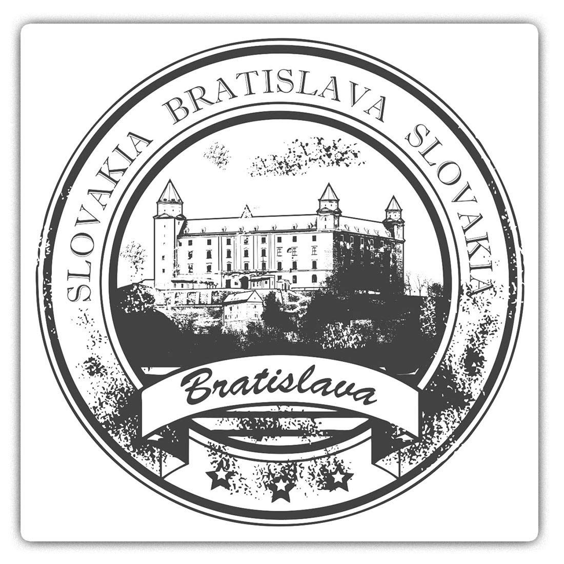 Destination Vinyl Ltd Multi 2 X Square 7.5Cm Vinyl Stickers - Bratislava Slovakia Travel Stamp 40625
