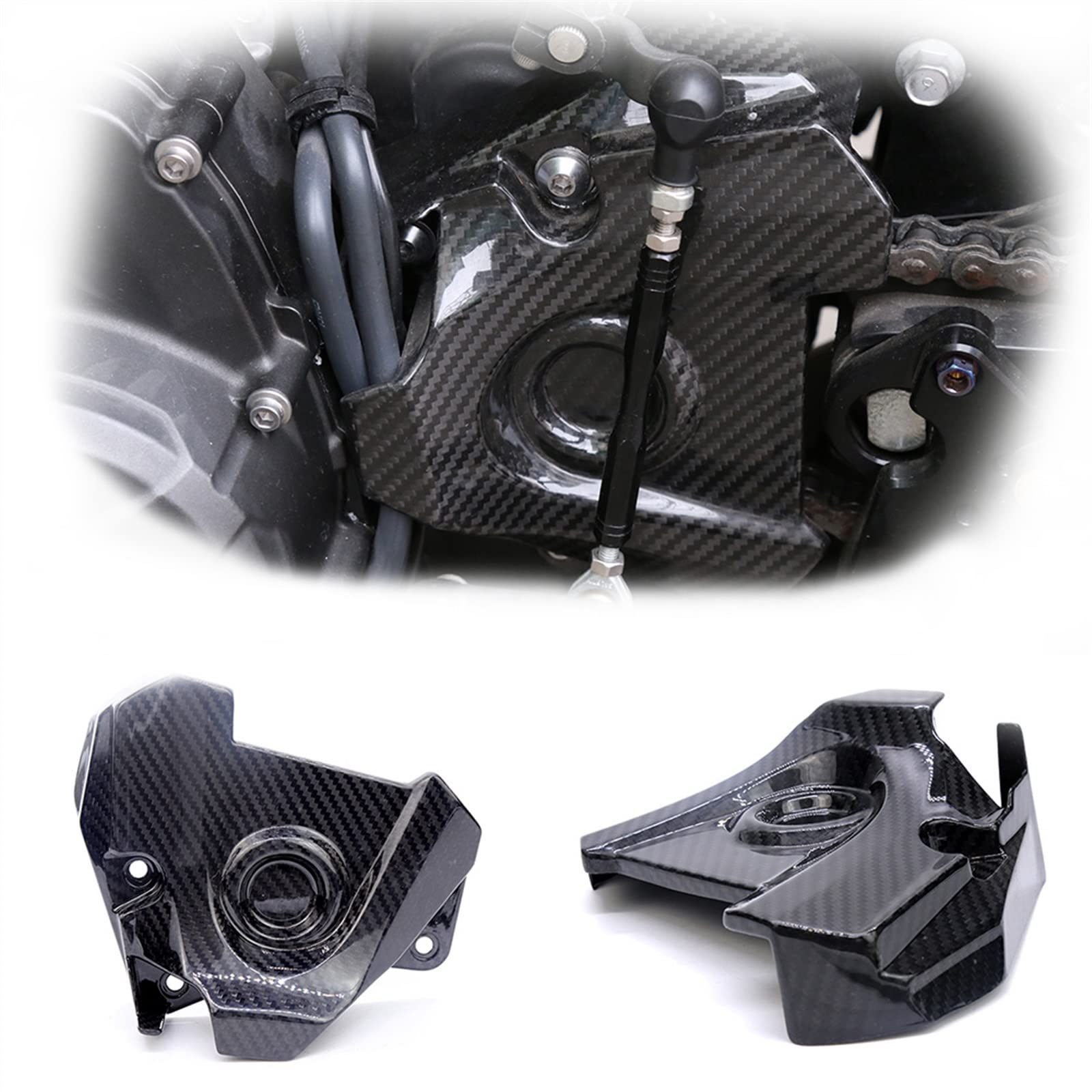 Accessori per motociclette Per Yamaha MT09 MT-09 MT 09 FZ09 Tracer FJ09 2014 2015 2016 Motore Del Motociclo Pignone Catena Frizione Della Copertura Cassa In Fibra Di Carbonio