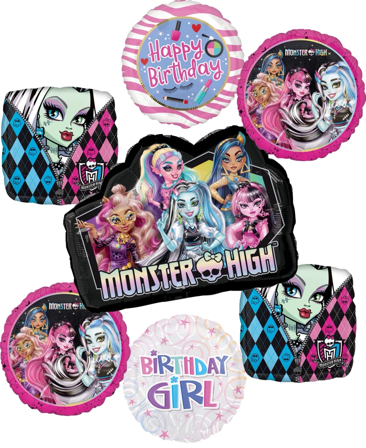 Anagram Monster High Birthday Girl Party Supplies Balloon Bouquet Decorations 7 pc, BQ_4246