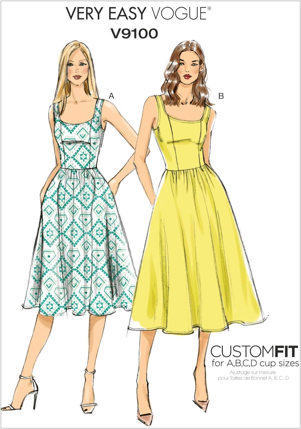 Vogue Patterns9100 A5,Misses Dress,Sizes 6-8-10-12-14, Broadcloth, Multi/Colour