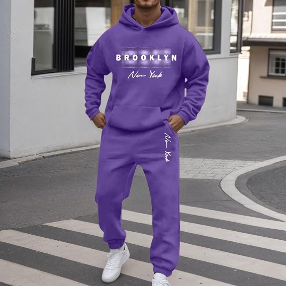 Men's Tracksuits Set Hoodie Jumper Casual Fit Long Sleeve Pullover Tracksuit Letter Printed Hoody Sweatshirt and Joggers Sweatpants Sweatsuit Running Sport Sweat Activewear Loungewear Jogging Suit