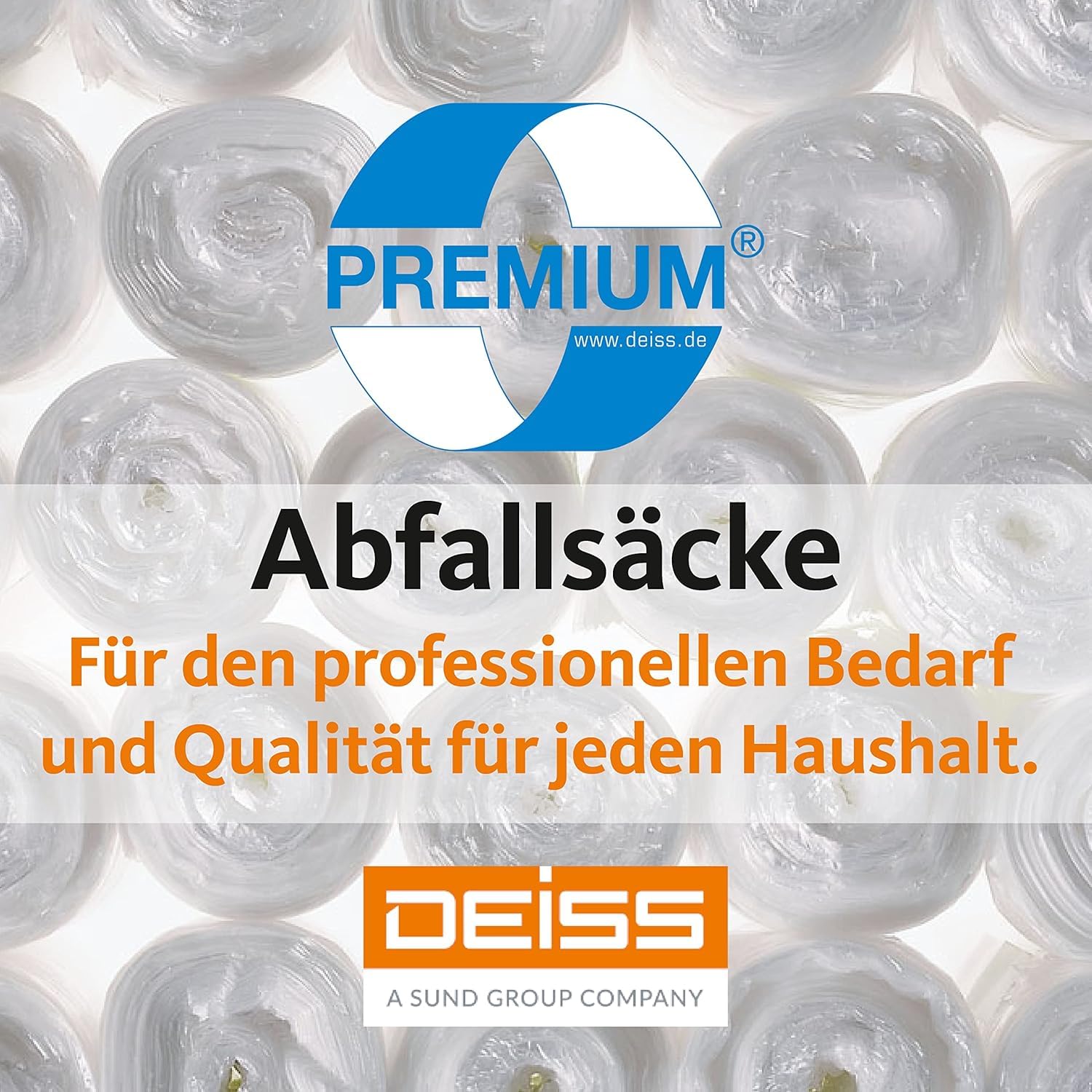 Bolsas de basura DEISS Premium transparentes, tipo 60, 120 L, 10 rollos, 250 unidades