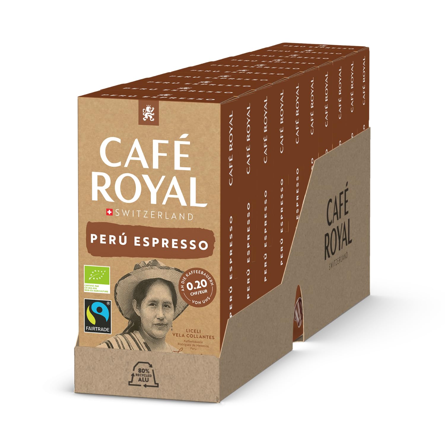 Café Royal Peru Espresso Bio – 100 Nespresso® Compatible Capsules, Intensity 8/12, 100% Arabica, Organic & Fairtrade