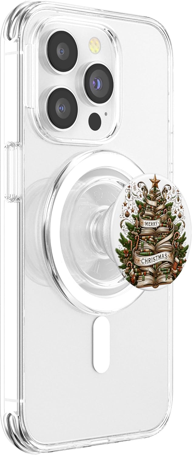 Literary Christmas Tree - Festive Book Stack PopSockets PopGrip for MagSafe