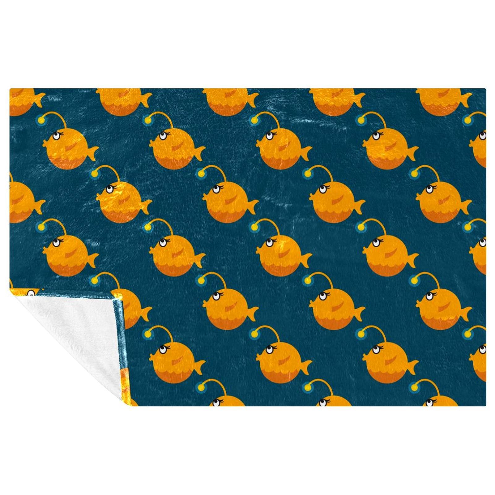 Couverture motif poisson chaude pour canapé lit pique-nique plage 150x100
