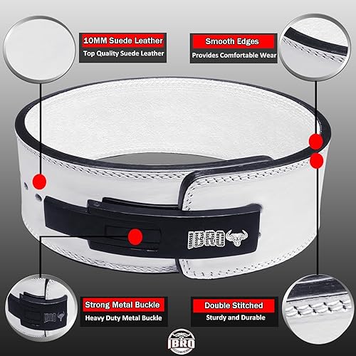 Miniatura 2 de IBRO Cinturón de gimnasio con palanca de levantamiento de pesas Potencia de 0.315 in, 0.394 in o 0.512 in Cinturones de cuero genuino de alta