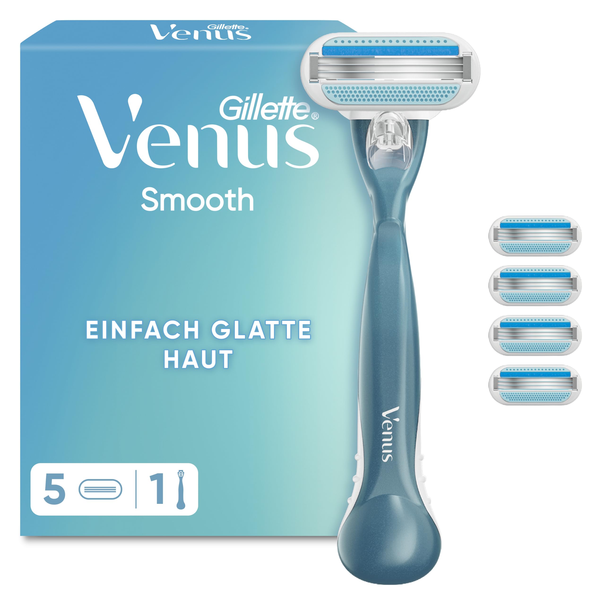 Gillette Venus Smooth Damenrasierer mit wiederverwendbarem Handstück und 5 Ersatzklingen