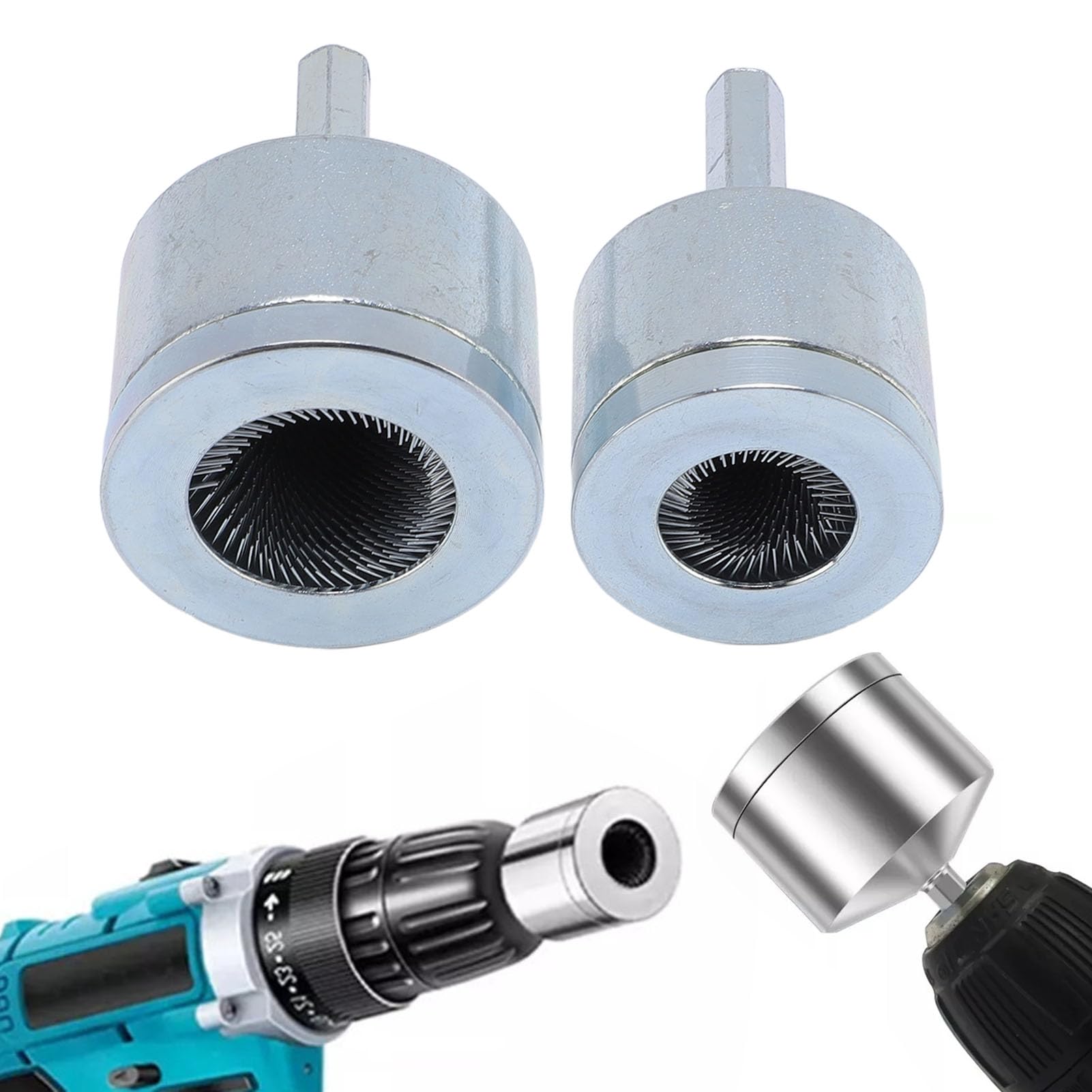 Copper Pipe Cleaner for Drill, 2 Pcs Tube Cleaning Brush with Stainless Steel Wire Bristle, Clean 1/2 and 3/4 Inch Copper Pipes & Tubes for Soldering, Copper Fitting Brush Tool