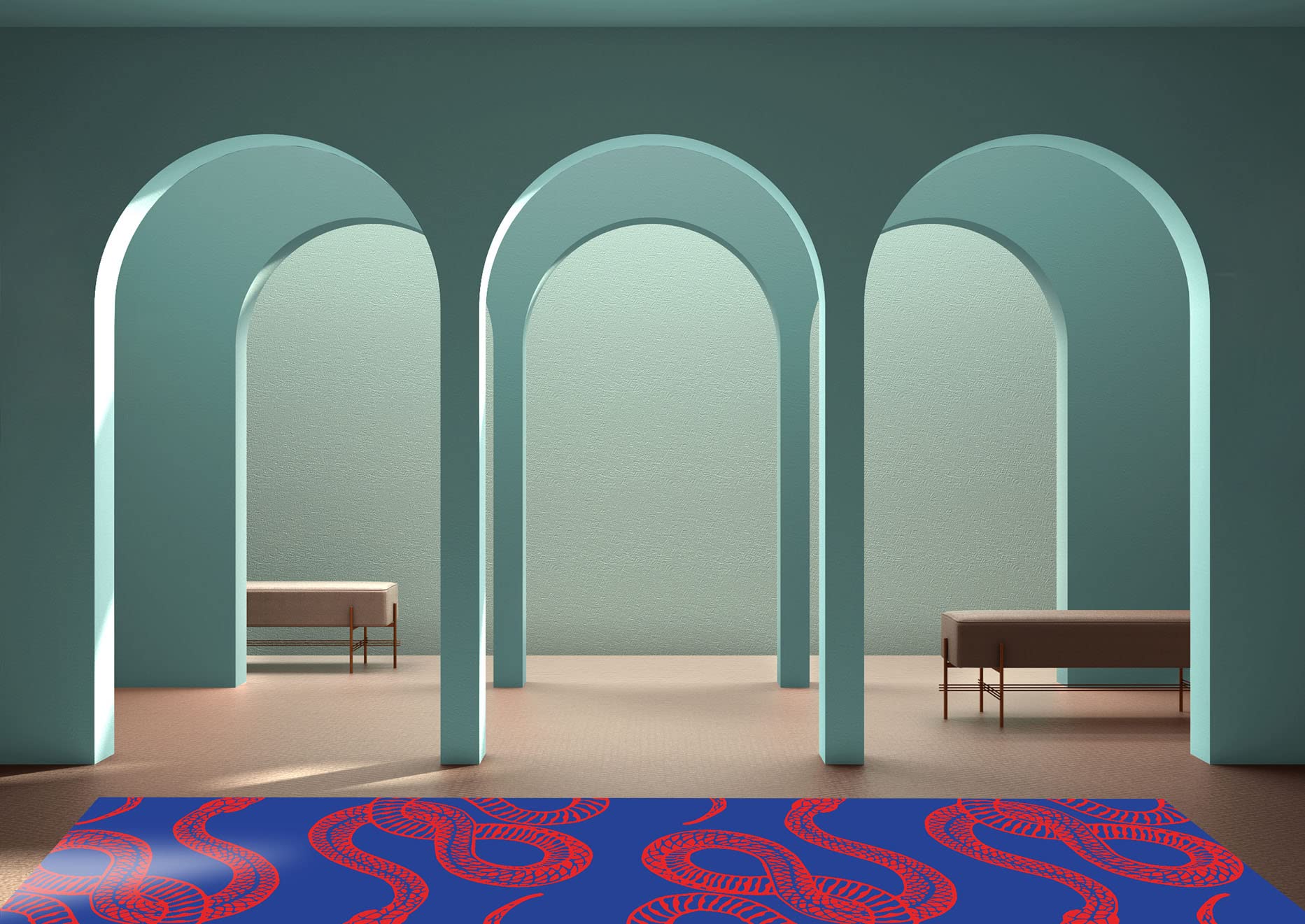 Tapis Vinyle du Sol Cuisine Salon - Différentes Tailles - (Serpents 60x120 cm)