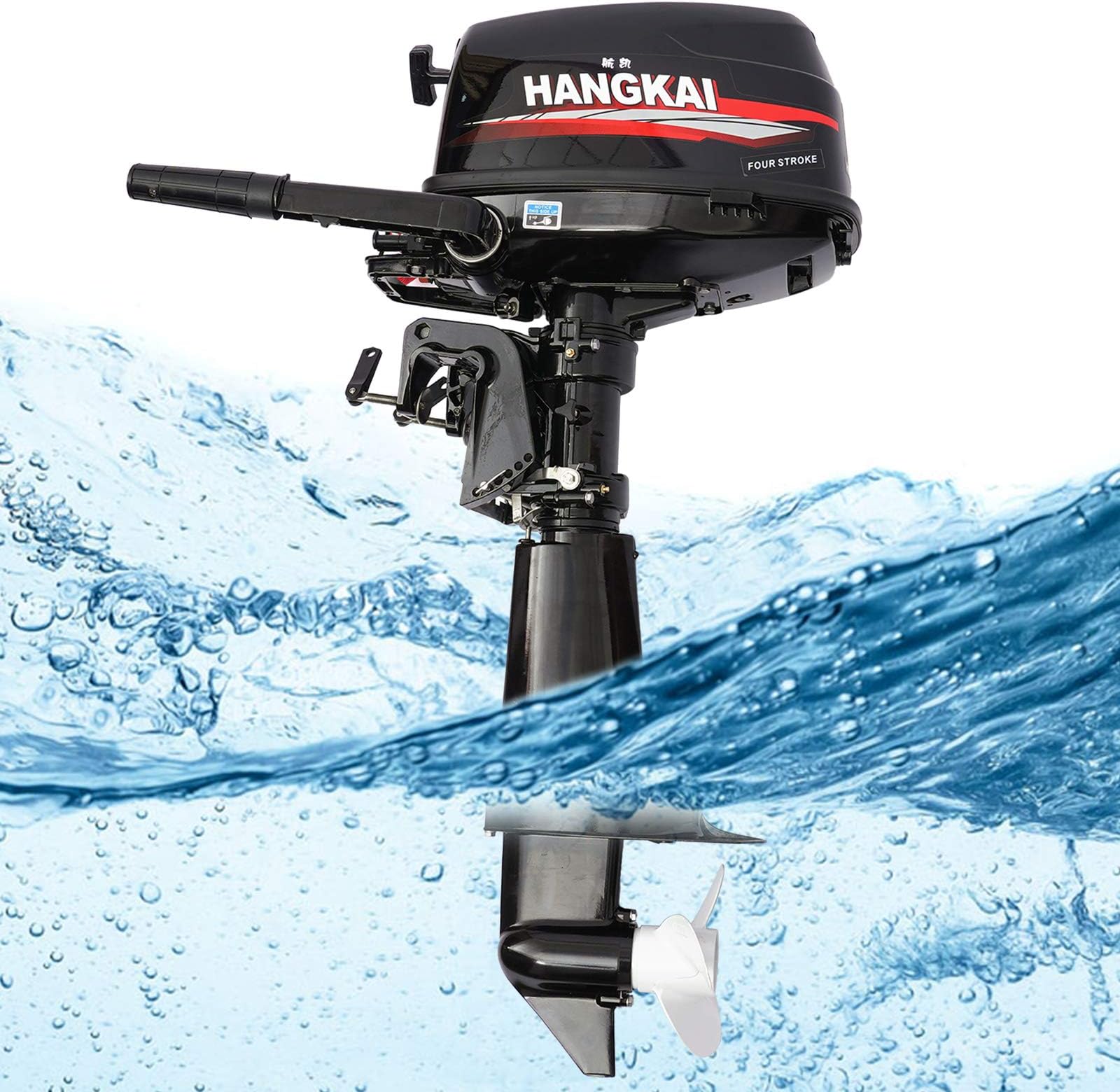 Outboard Motor, 4 Stroke 6.5 hp 123cc Heavy Duty Boat Engine Fishing Boat Motor w/CDI System Water Cooling System