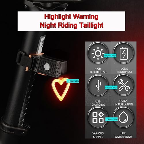 Miniatura 6 de Luz trasera de bicicleta recargable LED Luz trasera de bicicleta Ciclismo noche esencial brillante asiento trasero lámpara de seguridad 5 modos de