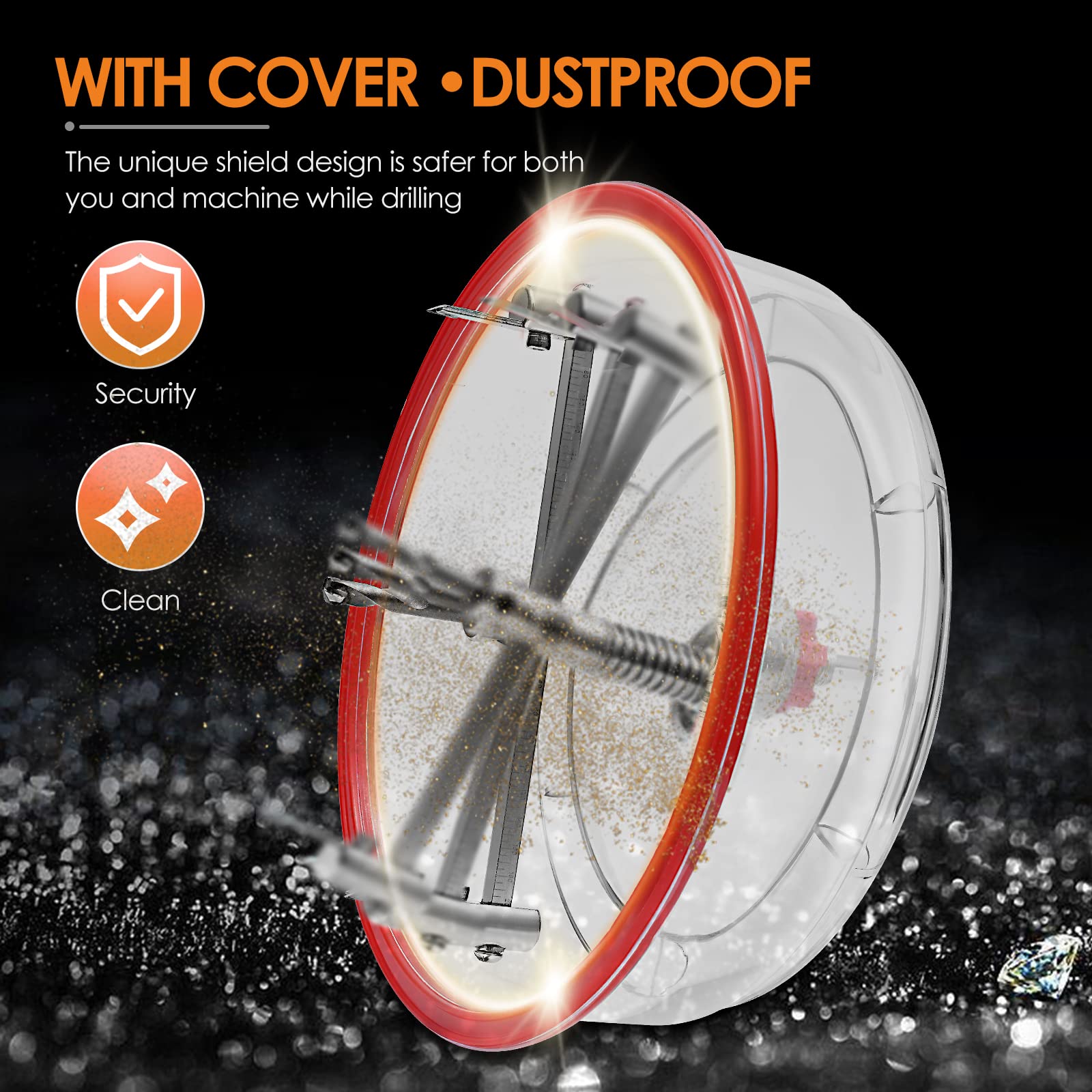 Fresa Circolare Regolabile 40-200mm con Coperchio Antipolvere, Fresa per Cartongesso, Sega a Tazza Circolare per Legno, Cartongesso, Plastica e Compensato