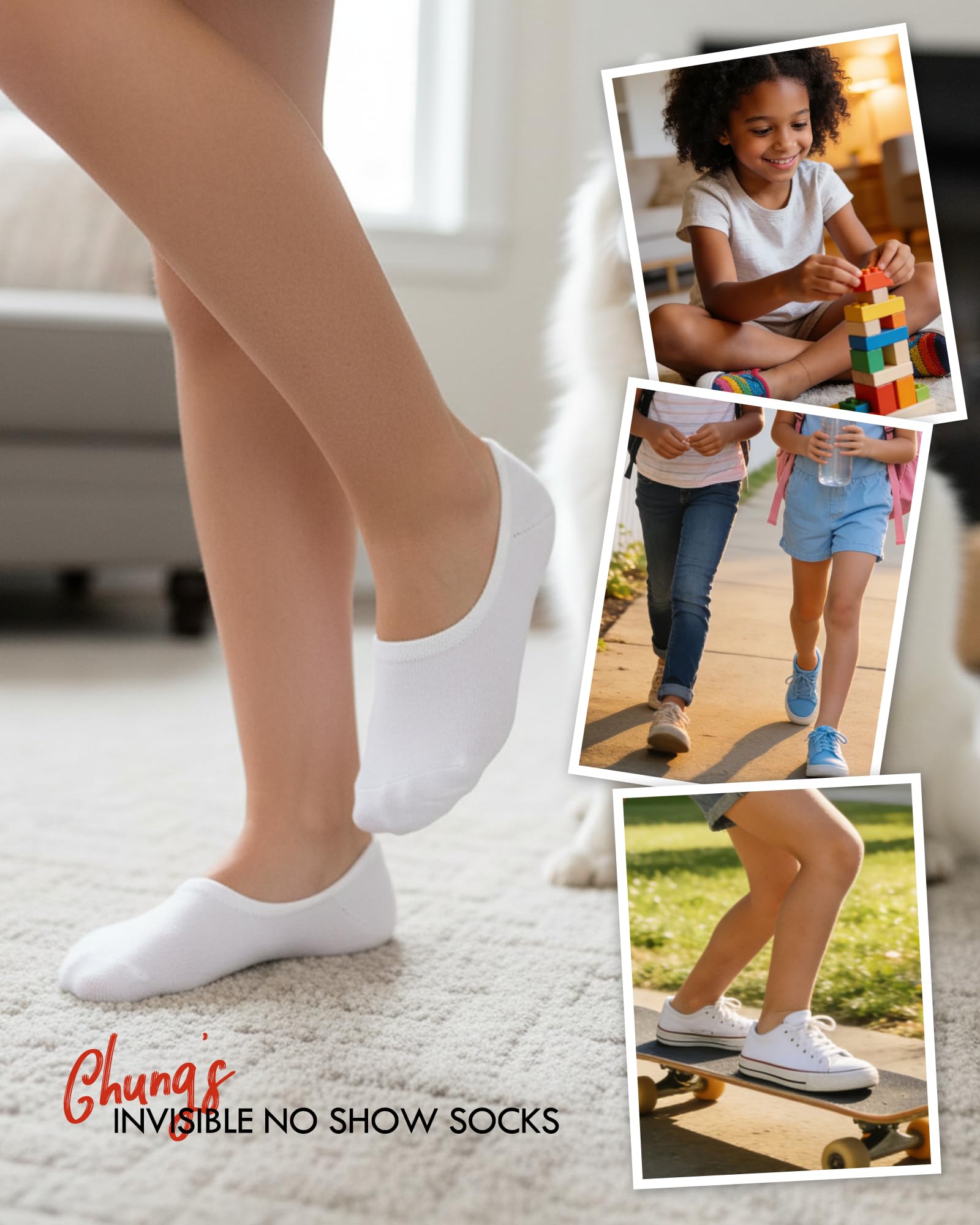CHUNG Calcetines de algodón para niños pequeños y niñas, delgados, multicolor, color blanco, verano, paquete de 10 unidades de 2 a 12 años