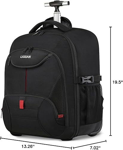 Miniatura 7 de Mochila con ruedas para adultos, mochila de viaje para laptop de 17 pulgadas con ruedas, impermeable, mochilas con ruedas para mujeres y hombres,