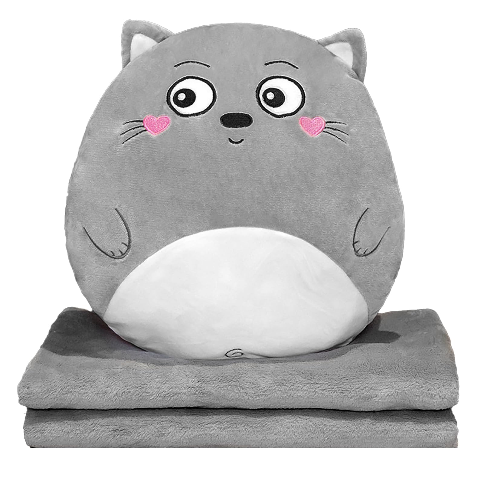 Reisedecke und Kissen 3 in 1 mit Bezug - Nickerchen-Decke für Autosofa-Rückenlehne - Geschenk für Kinder und Freunde