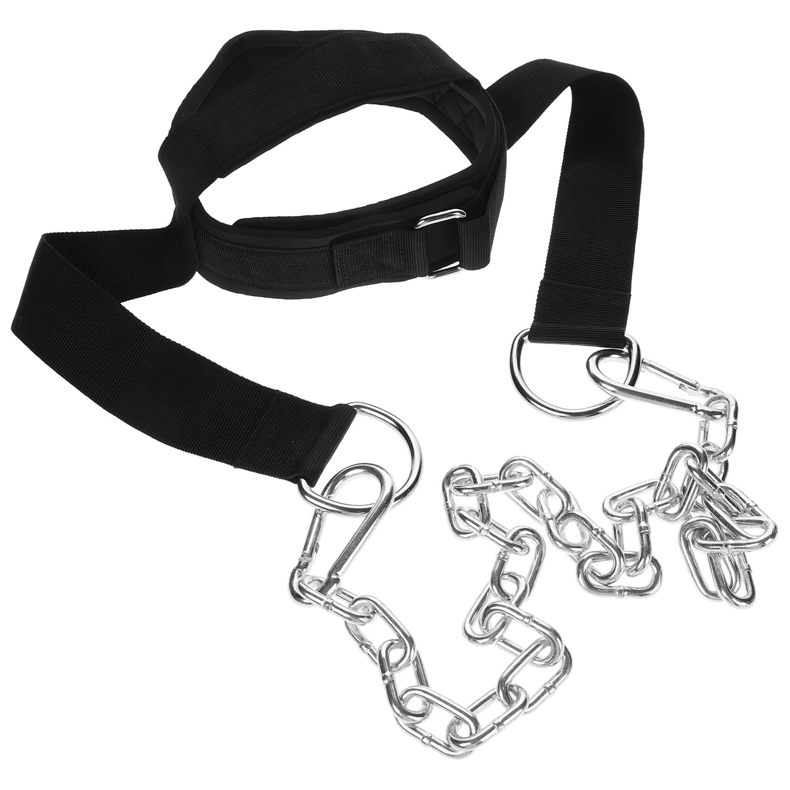 Harnais de cou musculation noir lesté et réglable pour entraîneur portable - 8