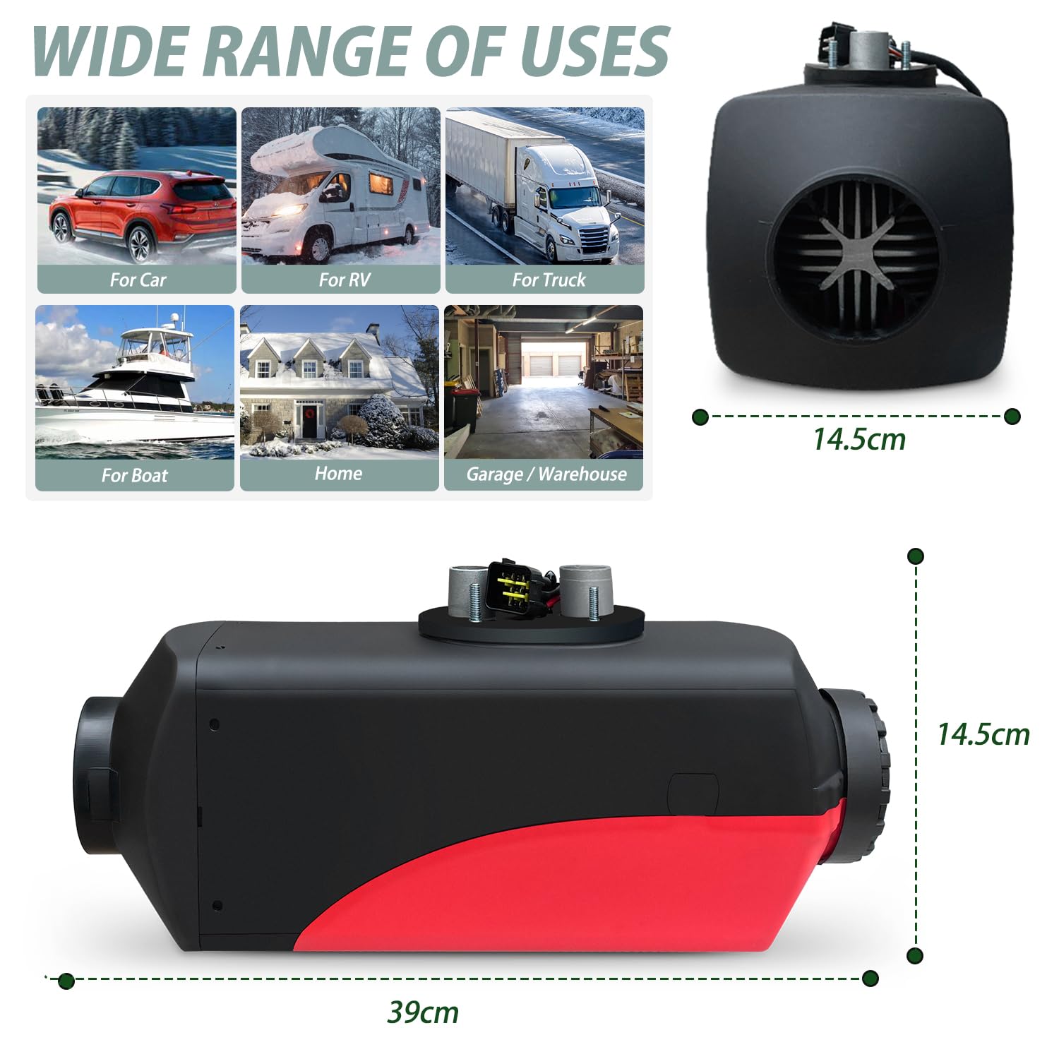 Calentador de aire diésel de 5 kW / 8 kW y 12 V, calentador de estacionamiento diésel, calentador nocturno diésel con pantalla LCD y control remoto y tanque de combustible para coche