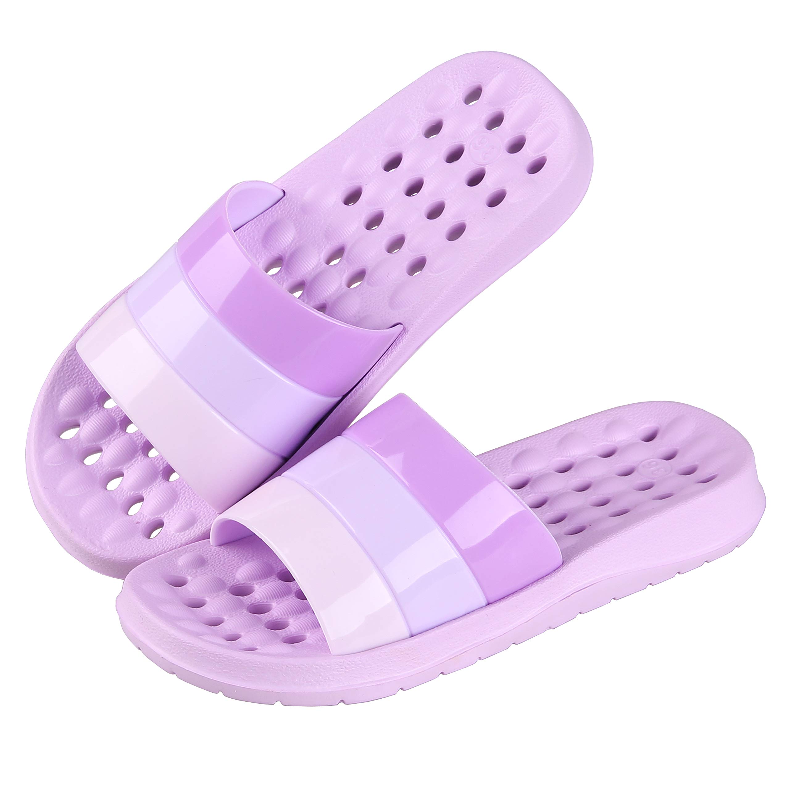 Quick Drying Shower Slippers - Non-Slip Bathroom & Pool Sandals, Soft EVA, Purple (Women's 6-7/Men's 5-6) - View #3